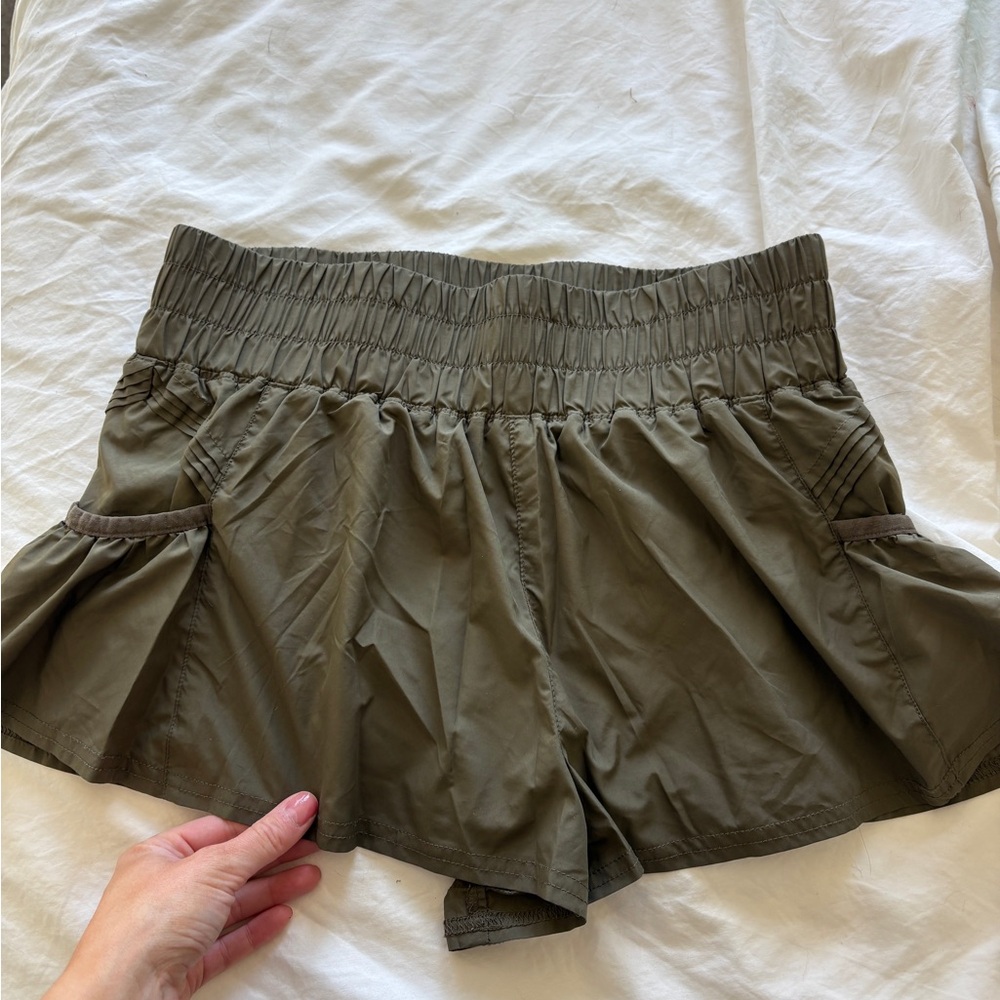 Free People Green Athletic Shorts with Flared Design